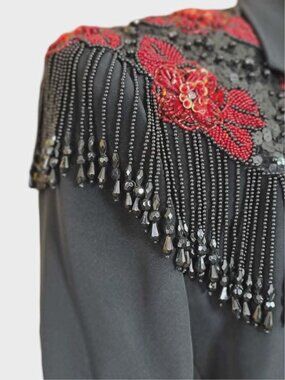 Black and Red Beaded Blazer by Criscione